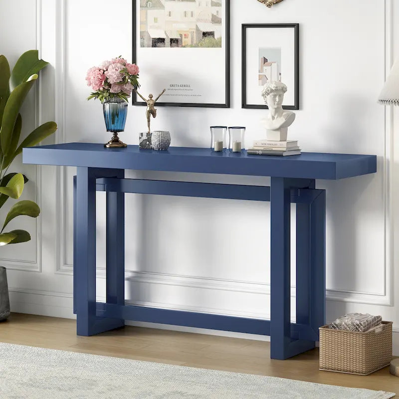 Minimalist Extra Long Entryway Table with Wood Top