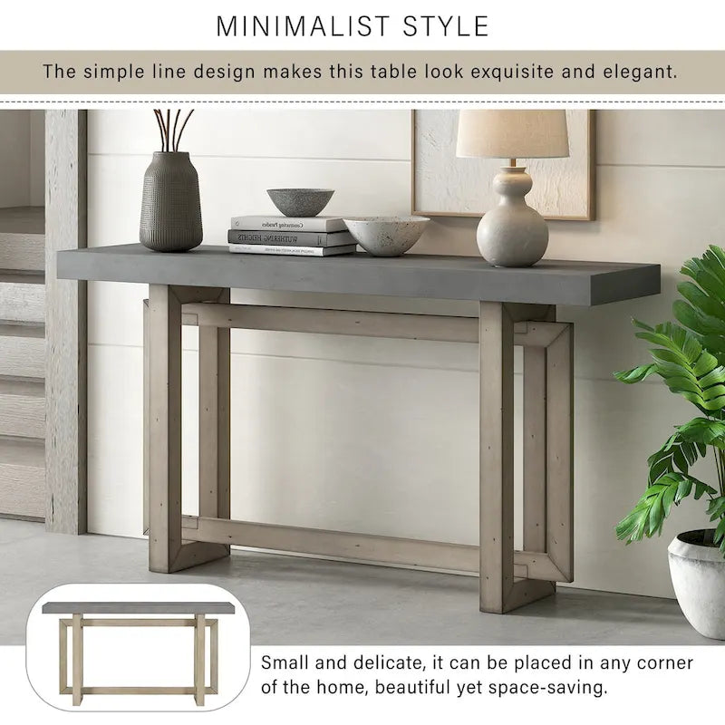 Minimalist Extra Long Entryway Table with Wood Top