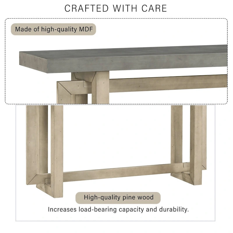 Minimalist Extra Long Entryway Table with Wood Top