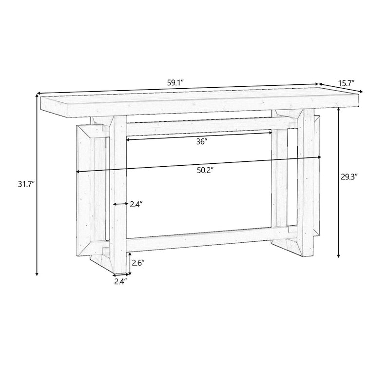 Minimalist Extra Long Entryway Table with Wood Top