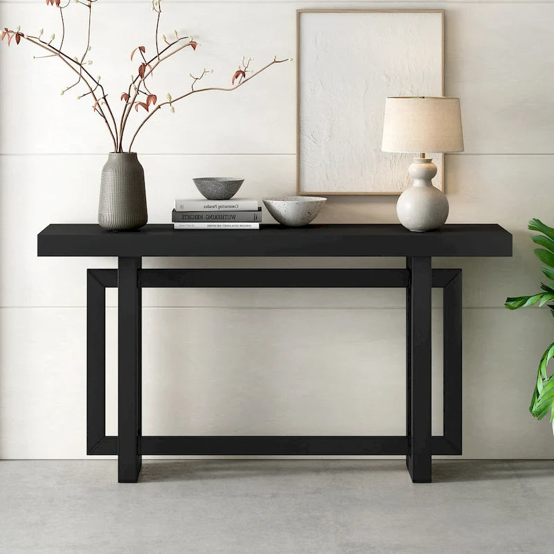 Minimalist Extra Long Entryway Table with Wood Top