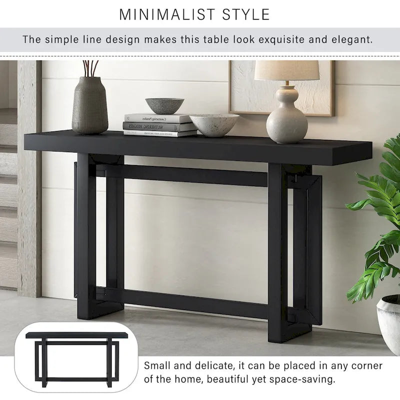Minimalist Extra Long Entryway Table with Wood Top