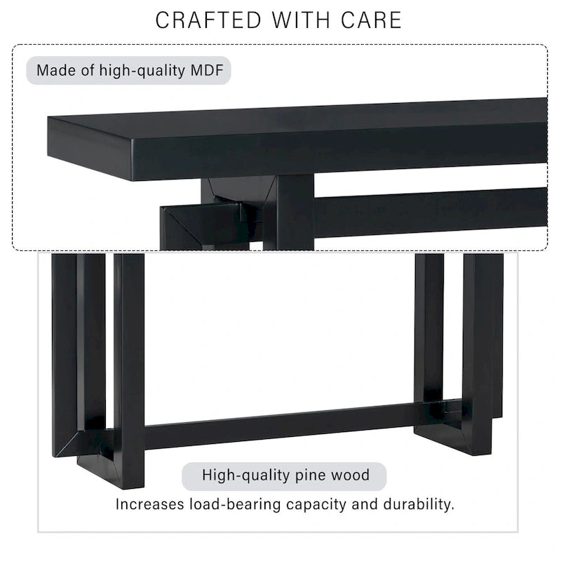 Minimalist Extra Long Entryway Table with Wood Top
