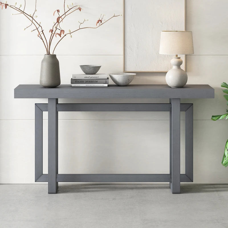 Minimalist Extra Long Entryway Table with Wood Top