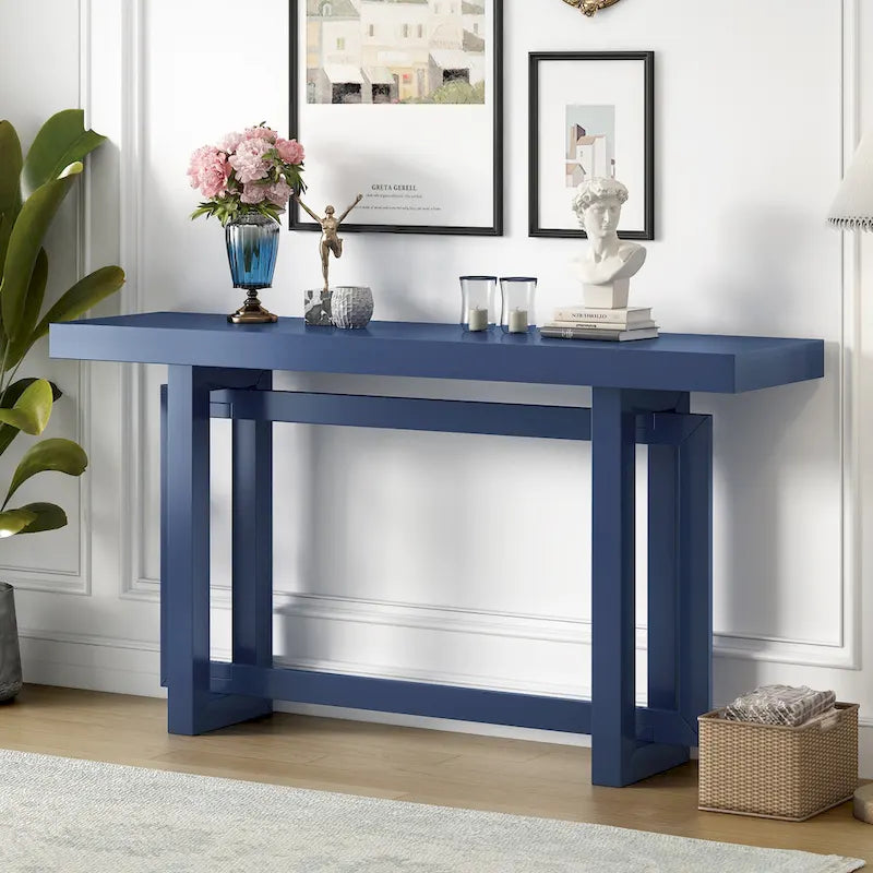 Minimalist Extra Long Entryway Table with Wood Top