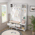 Hallway Hall Tree with Removable Cushioned Bench, Coat Rack, Storage Shelves
