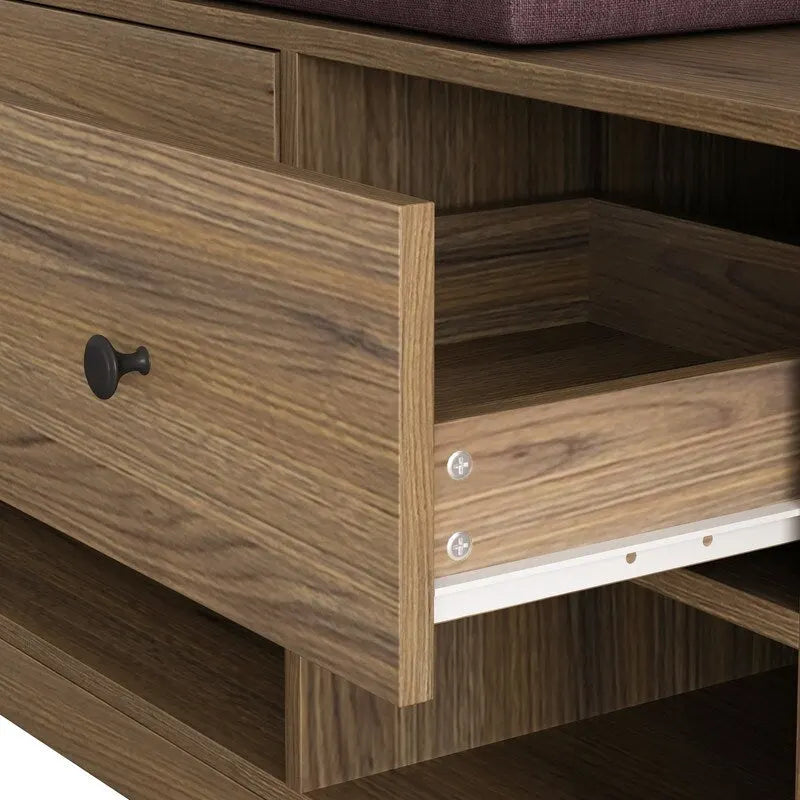 Hallway Hall Tree with Removable Cushioned Bench, Coat Rack, Storage Shelves