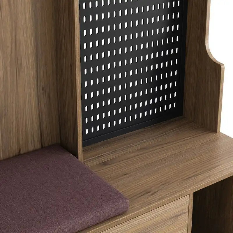 Hallway Hall Tree with Removable Cushioned Bench, Coat Rack, Storage Shelves