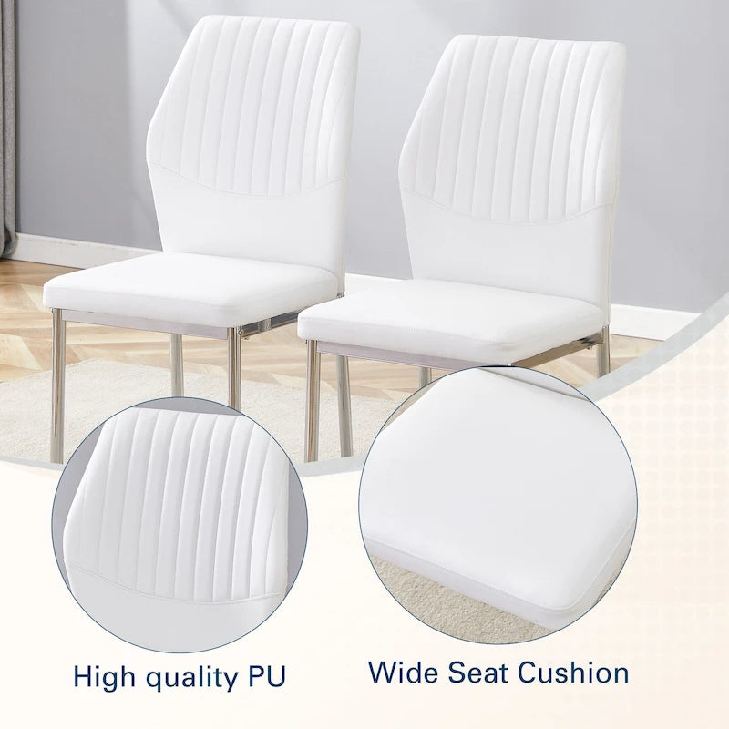 Set of 6 High Resilience Dining Chair with Metal Silver Leg