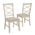 Wood finish Double Cross Back Sand Fabric Dining Chair (Set of 2)