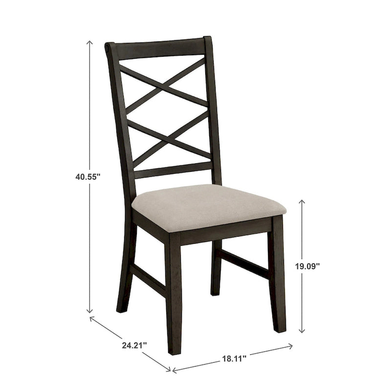 Wood finish Double Cross Back Sand Fabric Dining Chair (Set of 2)