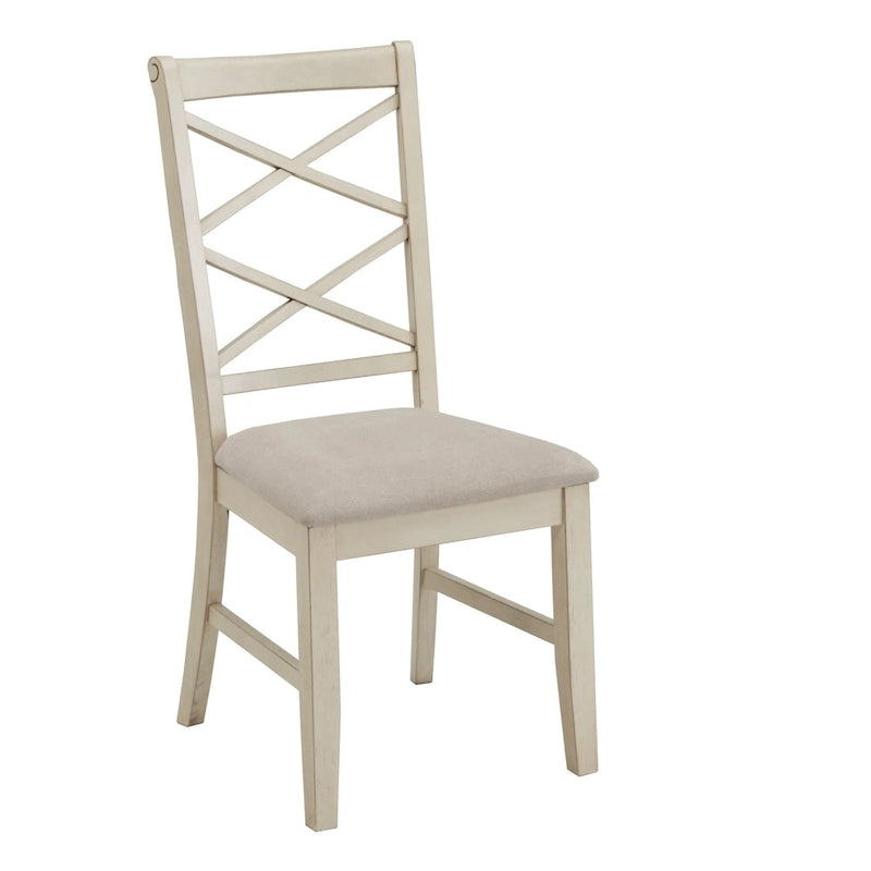 Wood finish Double Cross Back Sand Fabric Dining Chair (Set of 2)