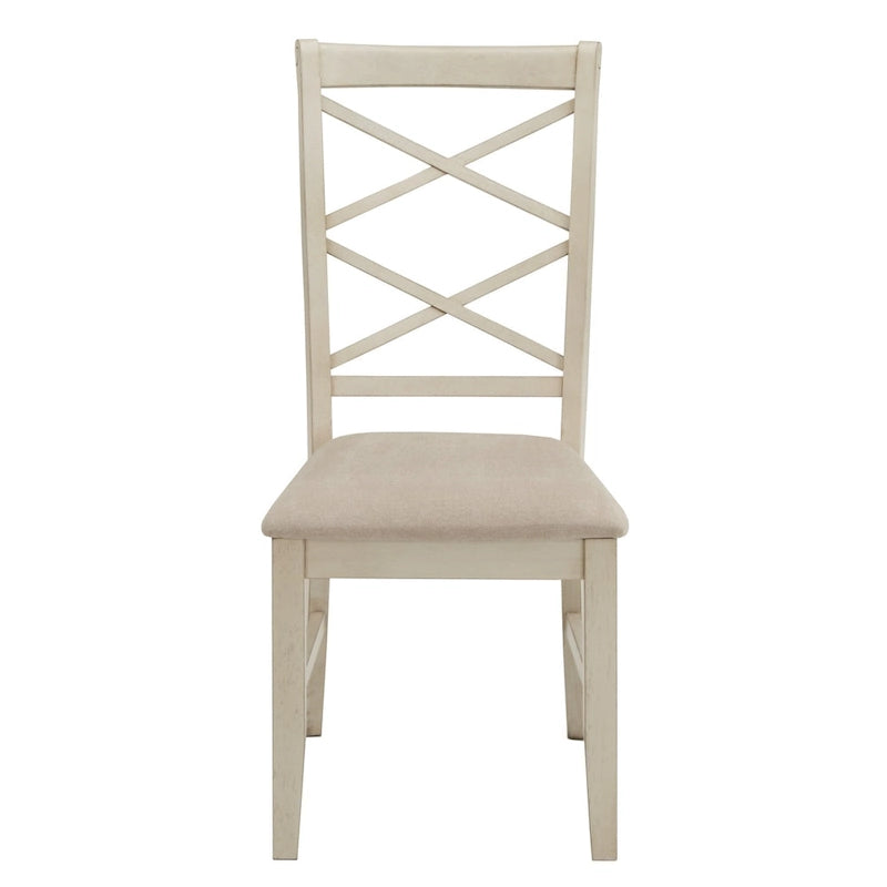 Wood finish Double Cross Back Sand Fabric Dining Chair (Set of 2)