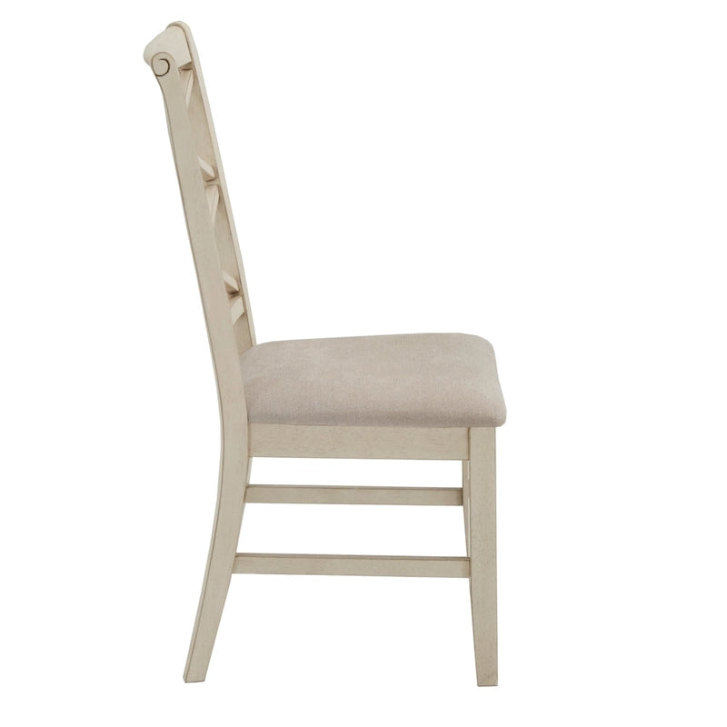 Wood finish Double Cross Back Sand Fabric Dining Chair (Set of 2)