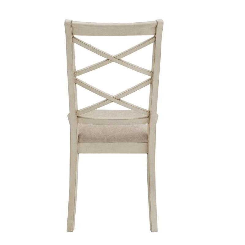 Wood finish Double Cross Back Sand Fabric Dining Chair (Set of 2)