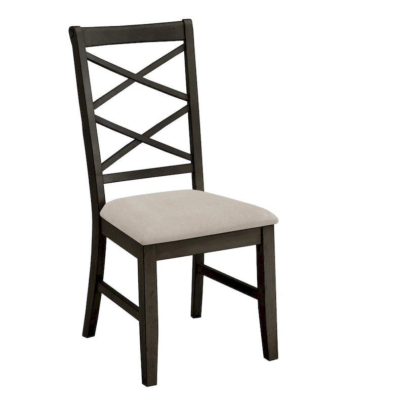 Wood finish Double Cross Back Sand Fabric Dining Chair (Set of 2)