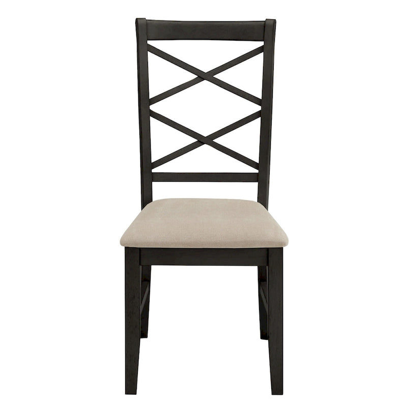 Wood finish Double Cross Back Sand Fabric Dining Chair (Set of 2)