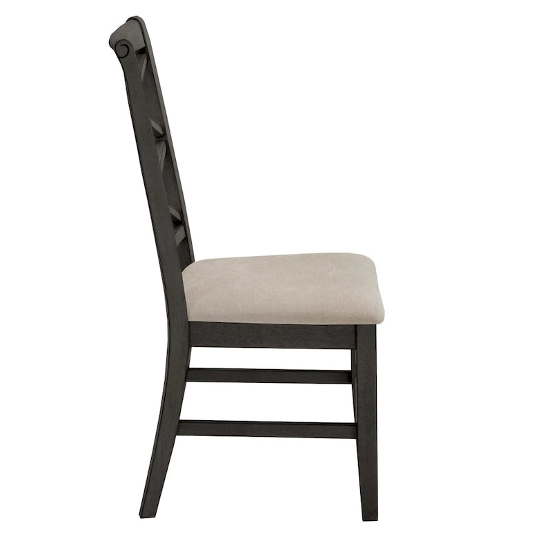 Wood finish Double Cross Back Sand Fabric Dining Chair (Set of 2)