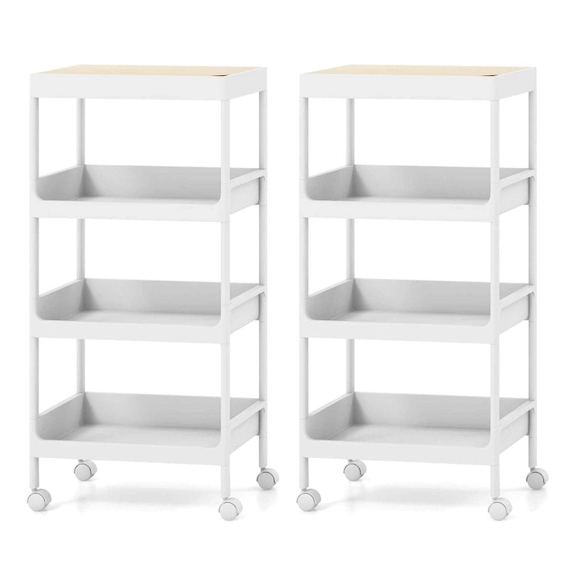 2PCS 4 Tier Utility Rolling Cart Rolling Storage Cart with - 16x 10.5x 33 (L x W x H)
