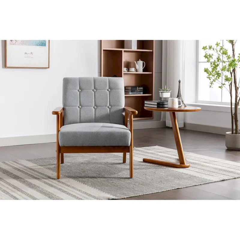 Leisure Accent Chairs Armchair with Solid Wood Armrest and Feet, for Living Room Bedroom Studio chair