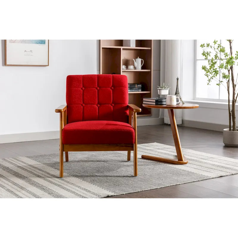 Leisure Accent Chairs Armchair with Solid Wood Armrest and Feet, for Living Room Bedroom Studio chair
