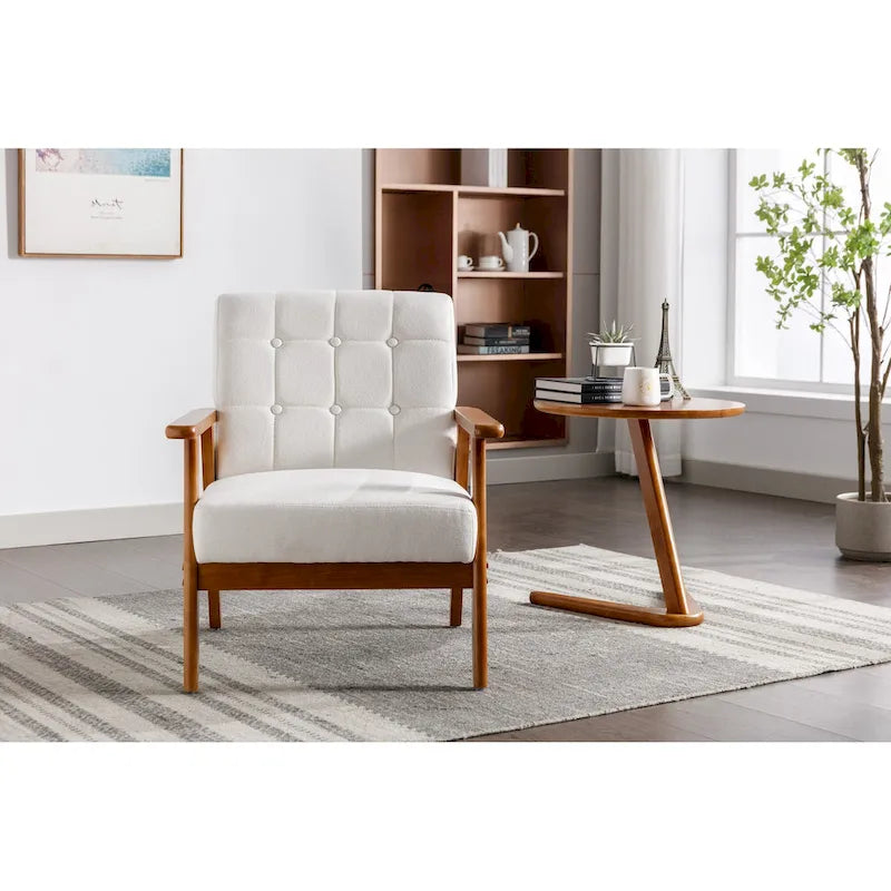 Leisure Accent Chairs Armchair with Solid Wood Armrest and Feet, for Living Room Bedroom Studio chair
