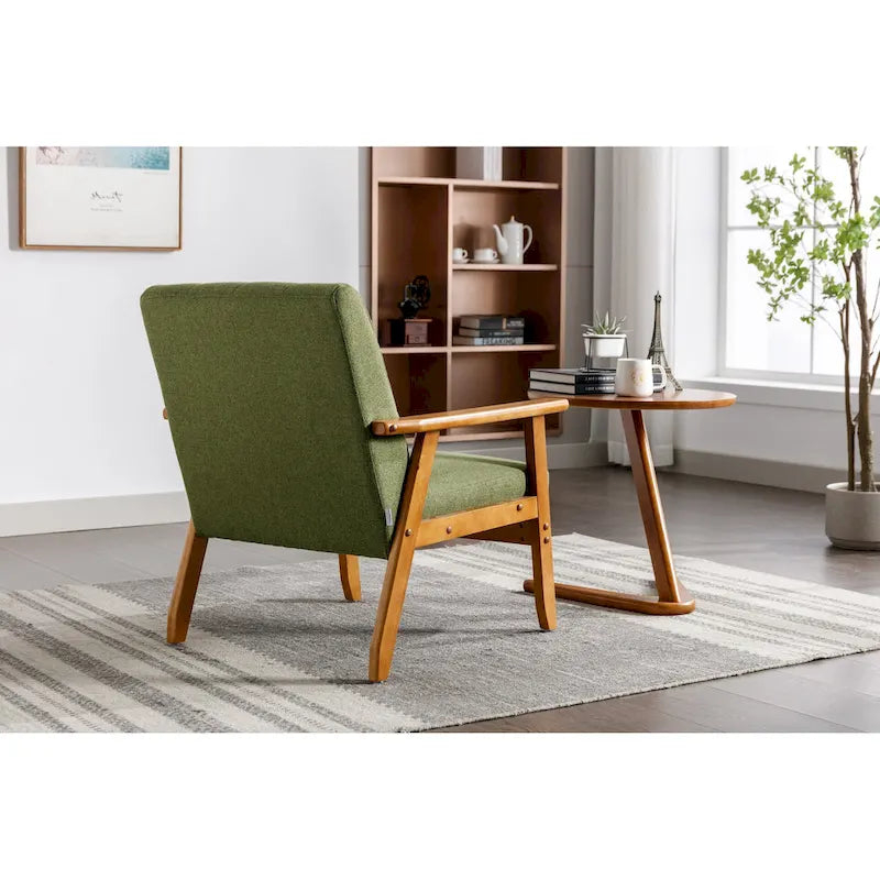 Leisure Accent Chairs Armchair with Solid Wood Armrest and Feet, for Living Room Bedroom Studio chair
