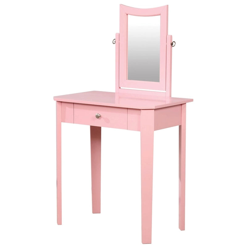 Contemporary Solid Wood 1-Drawer 3-Piece Makeup Vanity Set