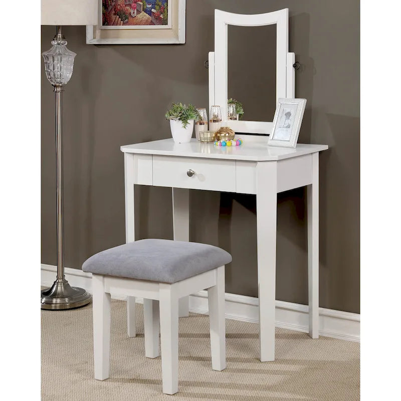 Contemporary Solid Wood 1-Drawer 3-Piece Makeup Vanity Set