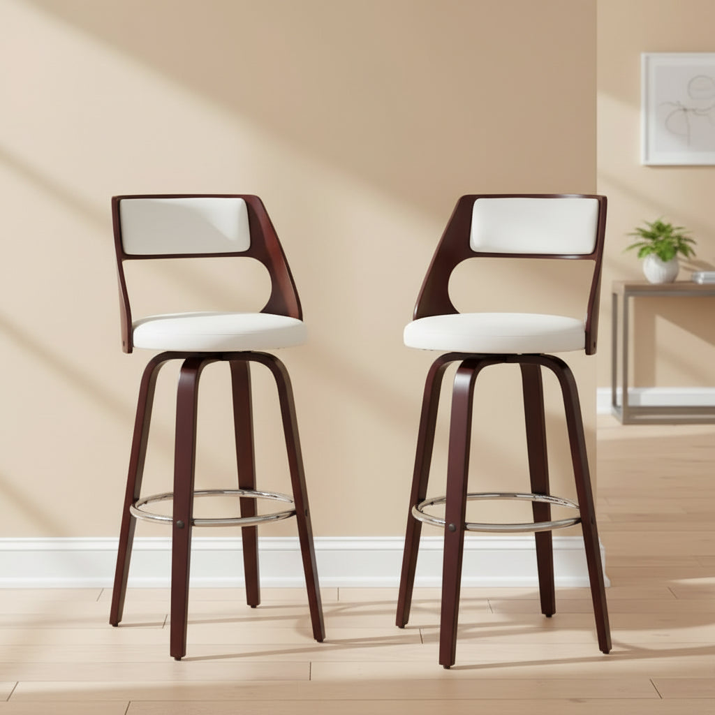 Carson Carrington Alingsas 30 Fixed-Height Bar Stool with Bent Wood Legs & Round Footrest (Set of 2)