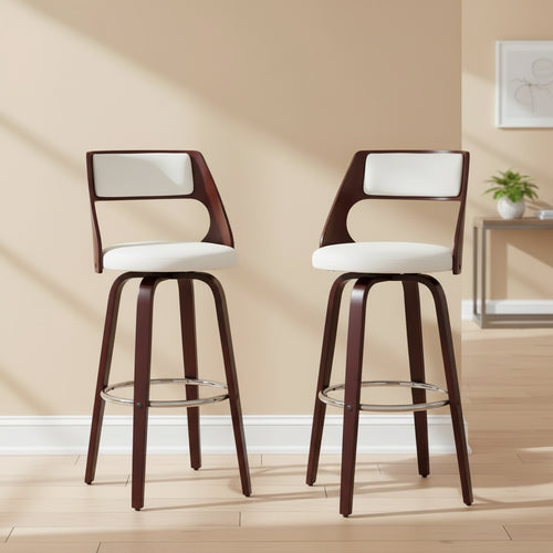 Carson Carrington Alingsas 30 Fixed-Height Bar Stool with Bent Wood Legs & Round Footrest (Set of 2)