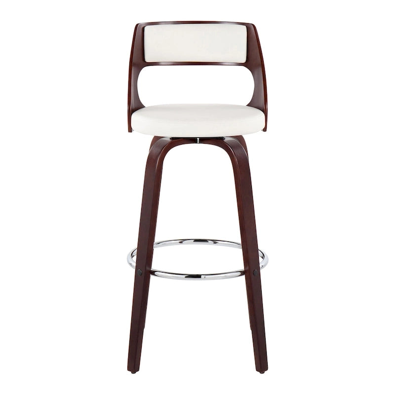 30 Fixed-Height Bar Stool with Bent Wood Legs & Round Footrest (Set of 2)