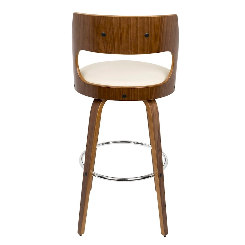 30 Fixed-Height Bar Stool with Bent Wood Legs & Round Footrest (Set of 2)