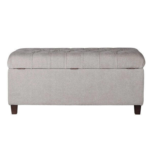 Button Tufted Storage Bench Silver Ash