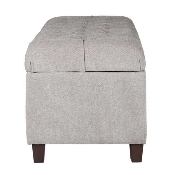Button Tufted Storage Bench Silver Ash