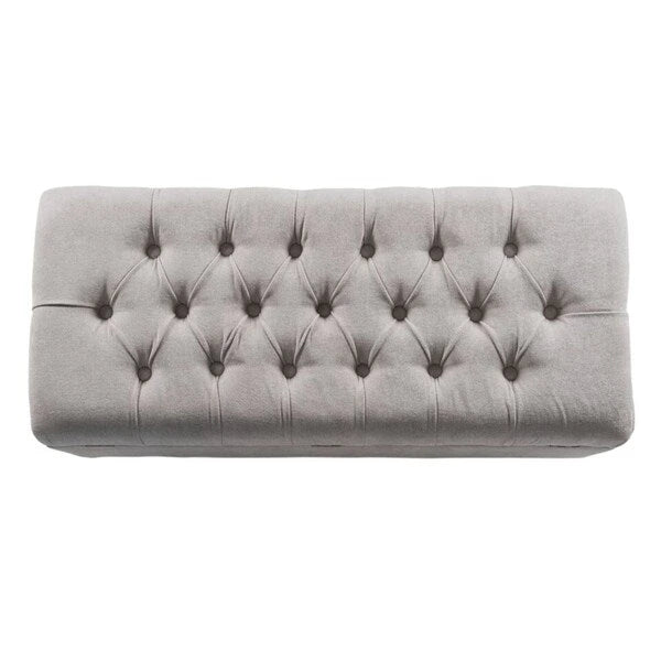 Button Tufted Storage Bench Silver Ash