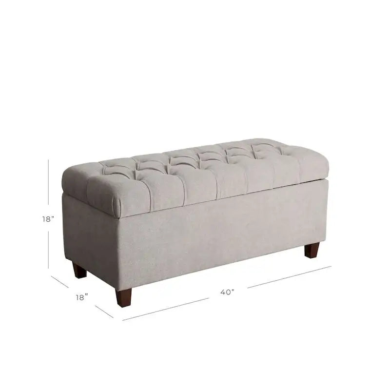 Button Tufted Storage Bench Silver Ash