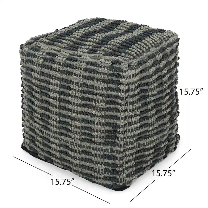 Boho Fabric Cube Pouf