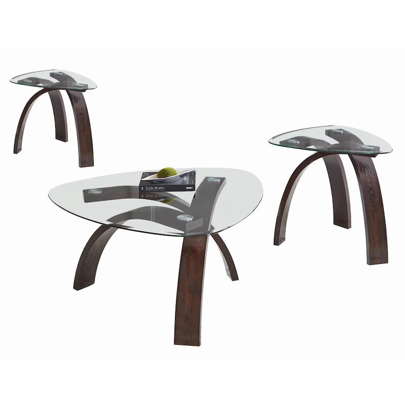 Contemporary Glass Top 3-Piece Occasional Set