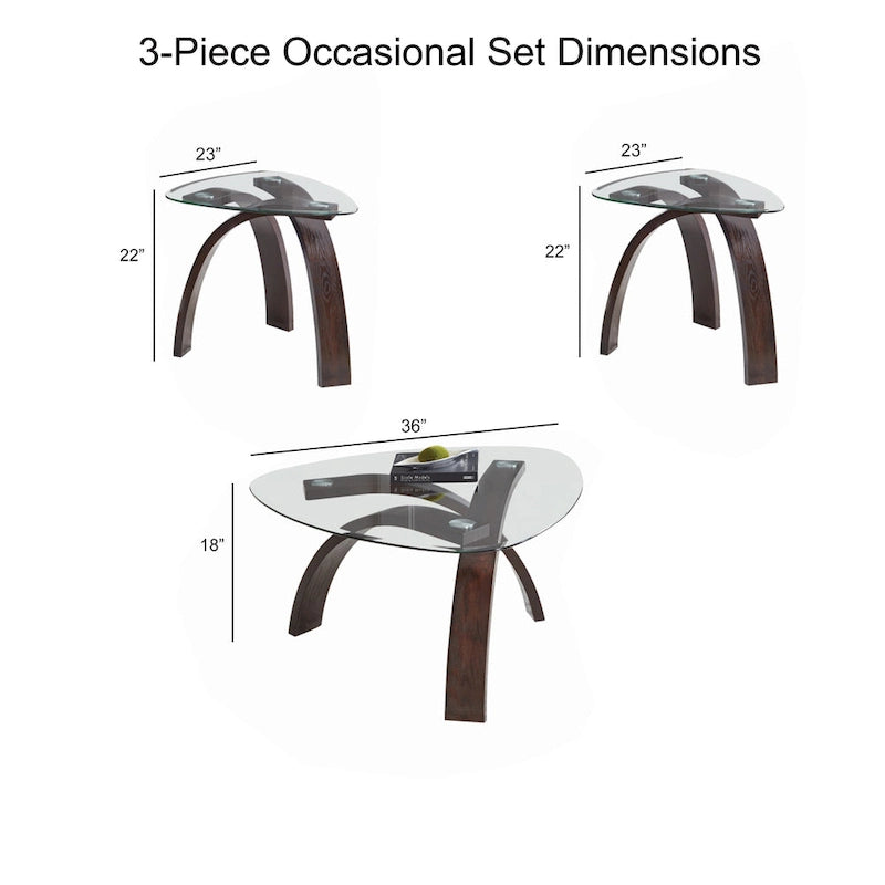 Contemporary Glass Top 3-Piece Occasional Set