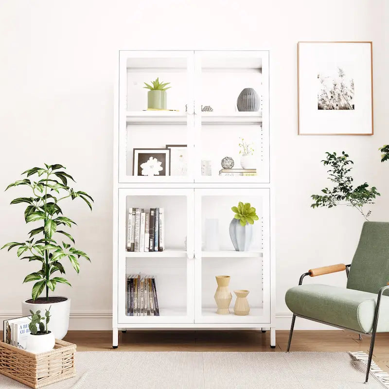 Four Glass Door Storage Cabinet