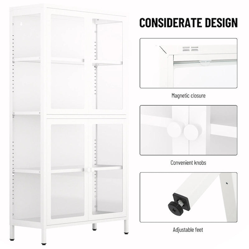 Four Glass Door Storage Cabinet