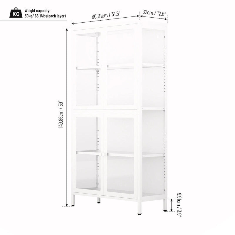 Four Glass Door Storage Cabinet