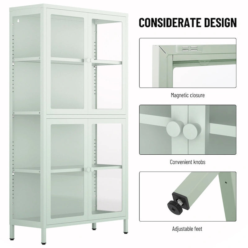 Four Glass Door Storage Cabinet