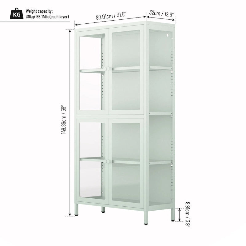 Four Glass Door Storage Cabinet