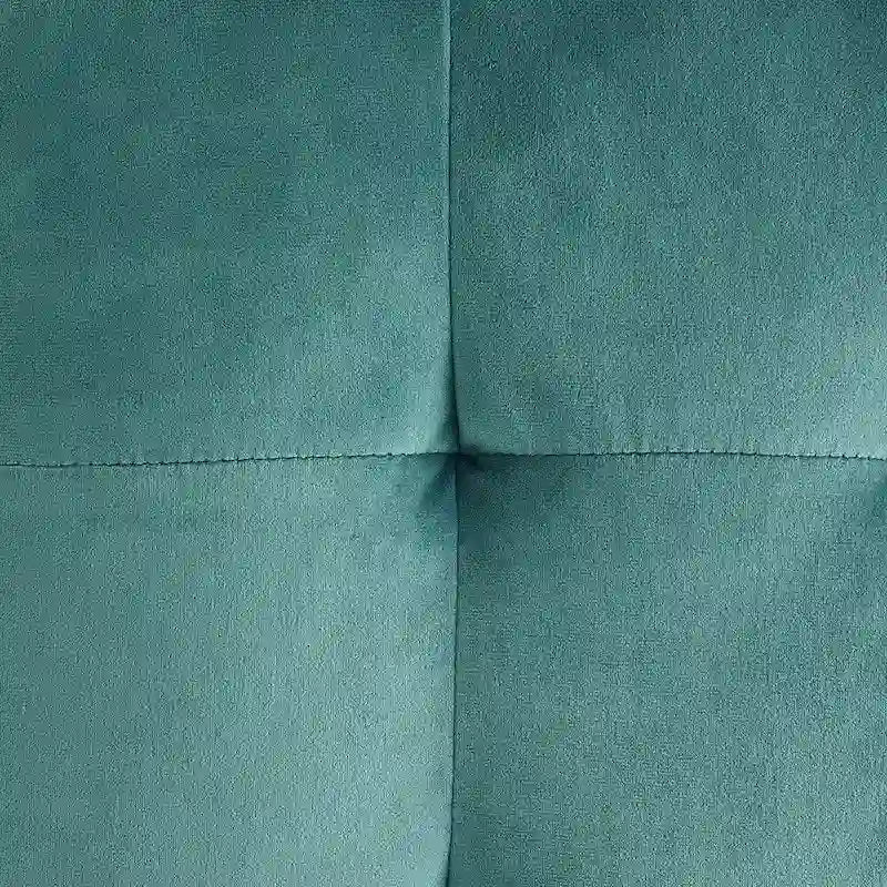 Teal Velvet Upholstered Tufted Cube Ottoman