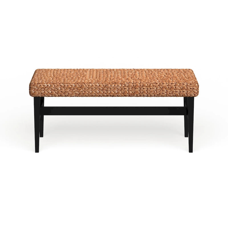 Black Natural Woven Bench