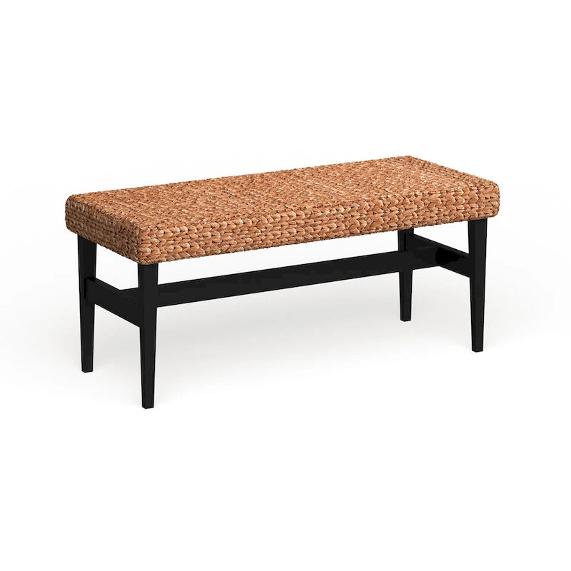Black Natural Woven Bench