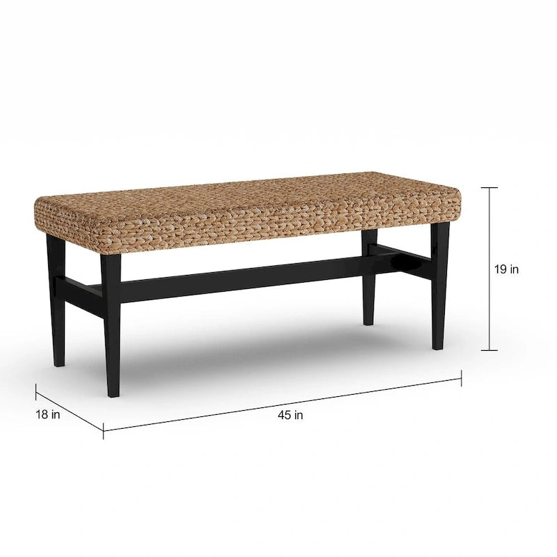 Black Natural Woven Bench