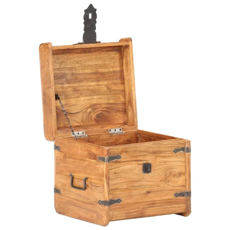Storage Chest Storage Trunk with Latch for Bedroom Solid Wood Acacia - 15.7x15.7x15.7 (W x D x H)